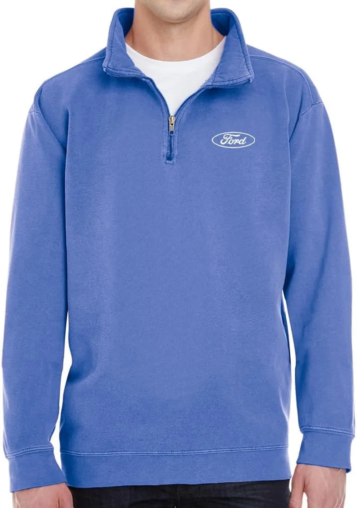 

Мужская белая толстовка Ford Oval Crest с молнией на четверть Buy Cool Shirts