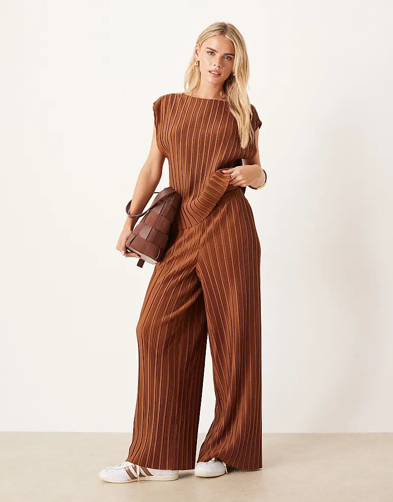 

Широкие брюки-плиссе Vila Petite, бронзового цвета