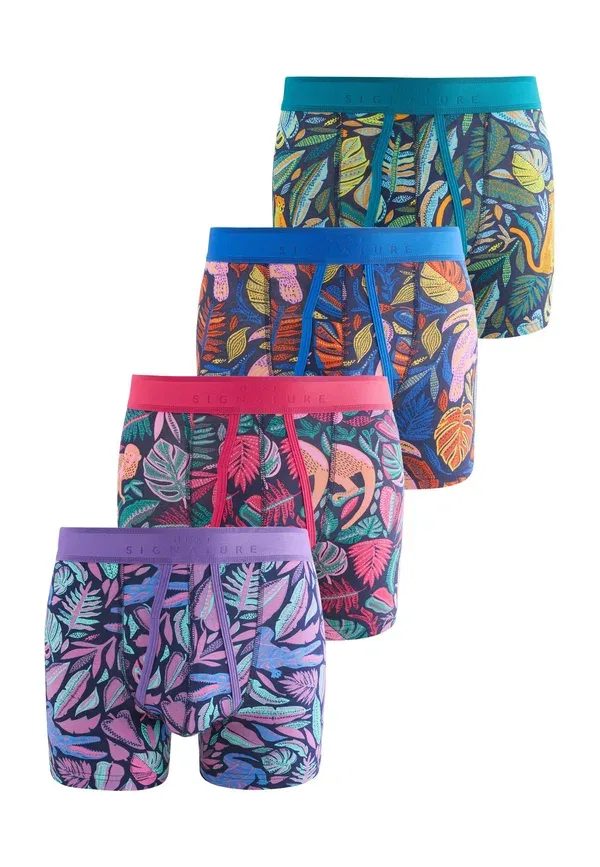 Трусы боксеры Next Signature Colour A Fronts Four Pack Boxer Briefs, ярко-розовый с зелеными тропическими животными