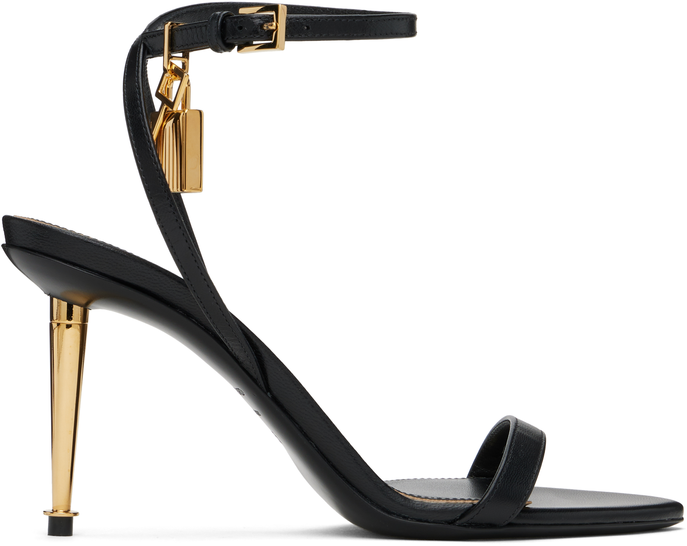 Босоножки на каблуке Padlock Pointy Naked TOM FORD, черный
