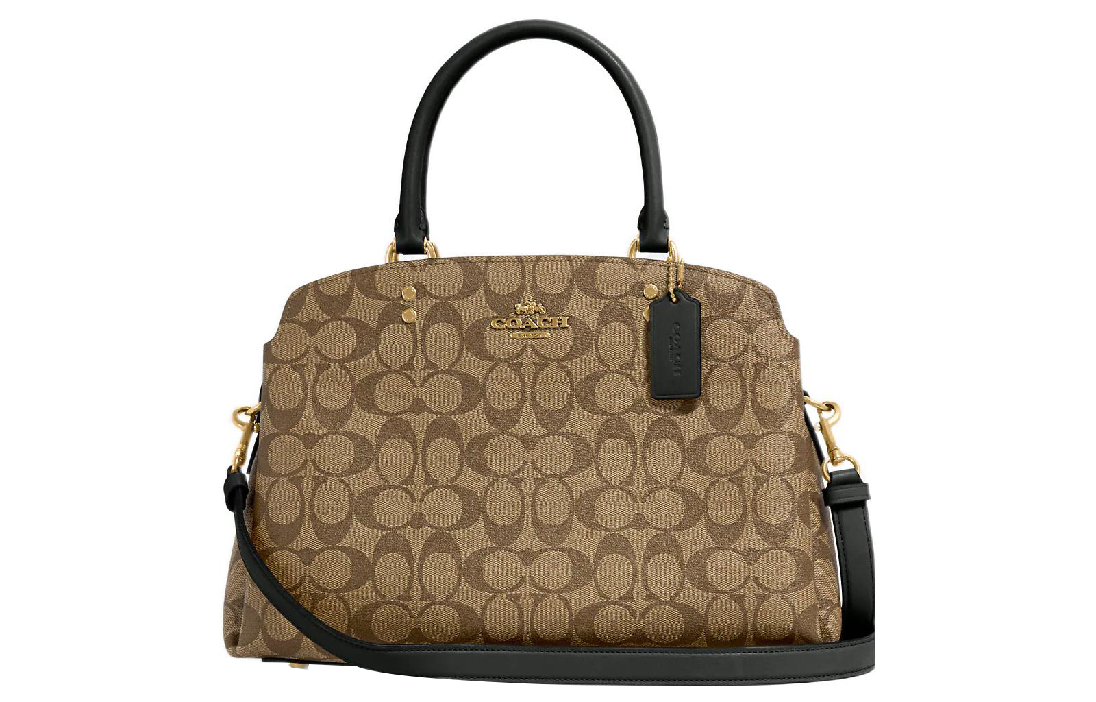 

Сумка через плечо Lillie Canvas With Leather, женская сумка Coach цвета хаки и тёмно-зелёного