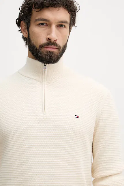 Свитер хлопковый Pullover Tommy Hilfiger, бежевый — фото 4