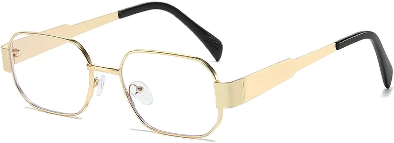 

Солнцезащитные очки для женщин и мужчин в стиле ретро, ​​многоугольная металлическая оправа, прозрачные линзы конфетного цвета, защита от УФ-излучения UV400, панк UATXTAU, Golden Clear