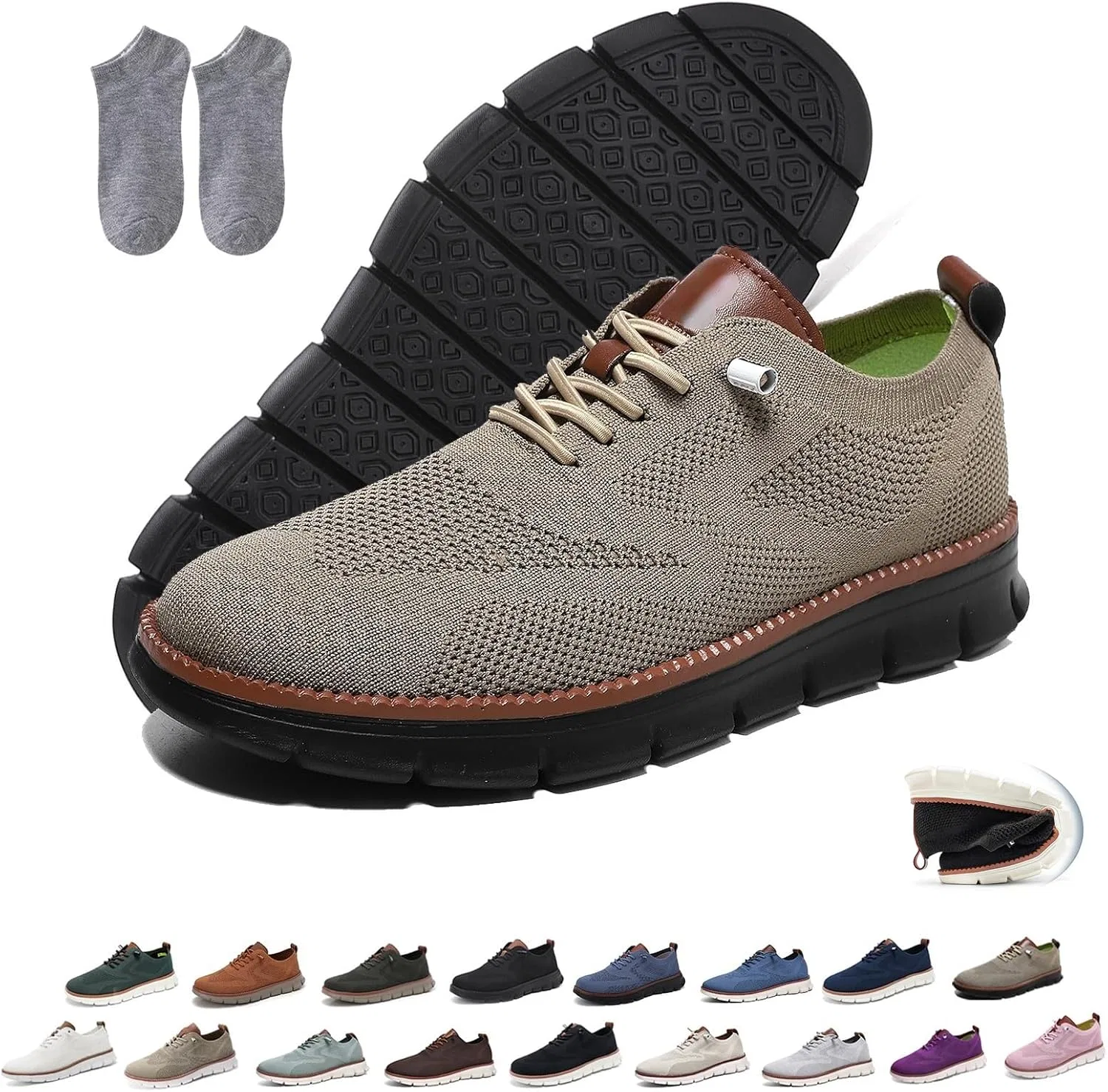 Мокасины дышащие, с широким носком, Khaki 2 TZBVVQZ