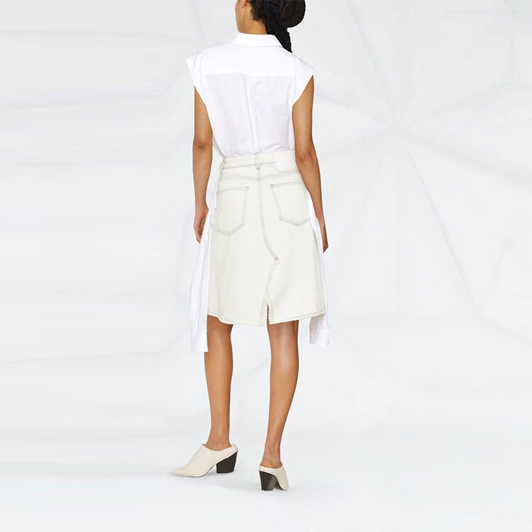 Юбка джинсовая женская белая Mm6 Maison Margiela — фото 3