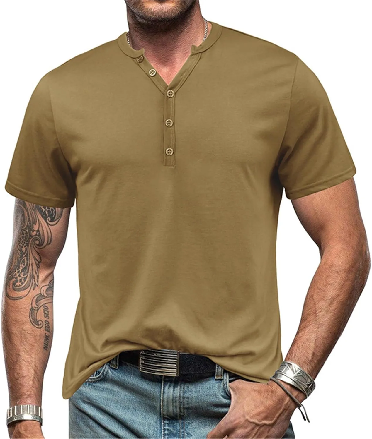 

Мужская футболка Casual Henley с коротким рукавом и V-образным вырезом Thatrich
