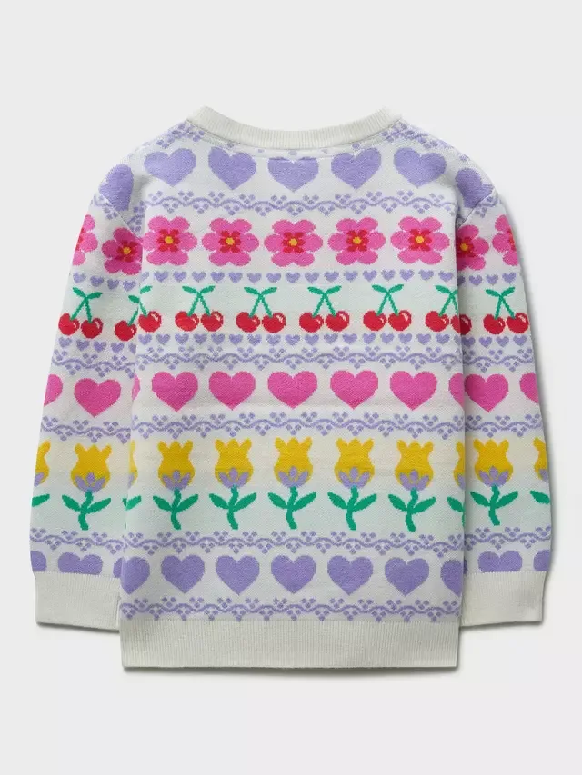 Детский свободный вязаный джемпер, белый Crew Clothing — фото 2