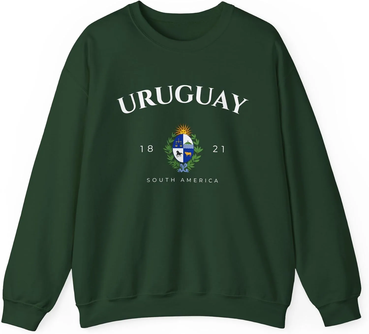 Толстовка Unisex Heavy Blend с круглым вырезом, герб Уругвая GENERIC, зеленый