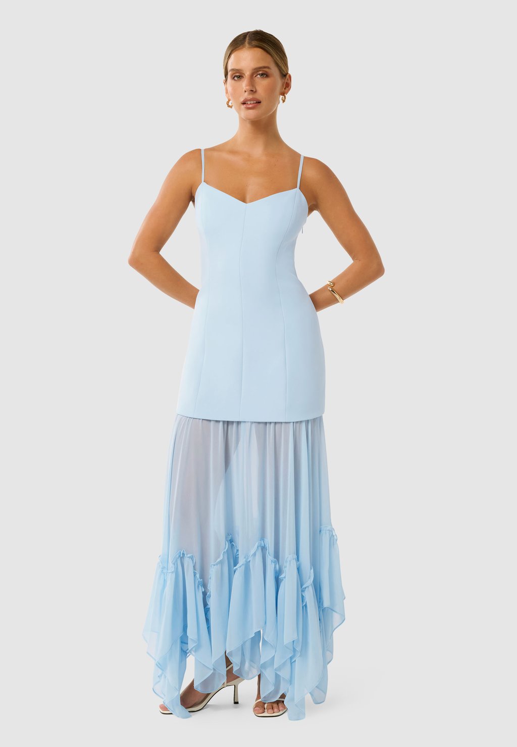 

Коктейльное/вечернее платье PARIS SHEER RUFFLE MAXI Forever New Petite, синий