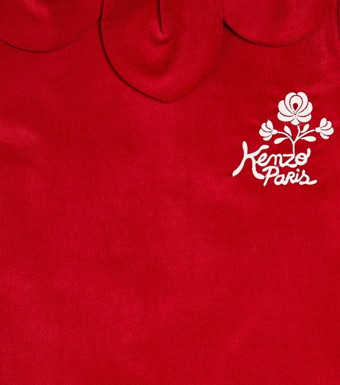 Платье из хлопка с вышивкой Kenzo Kids, красный — фото 3