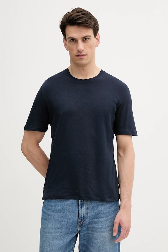 

Футболка с добавлением льна Sisley, темно-синий