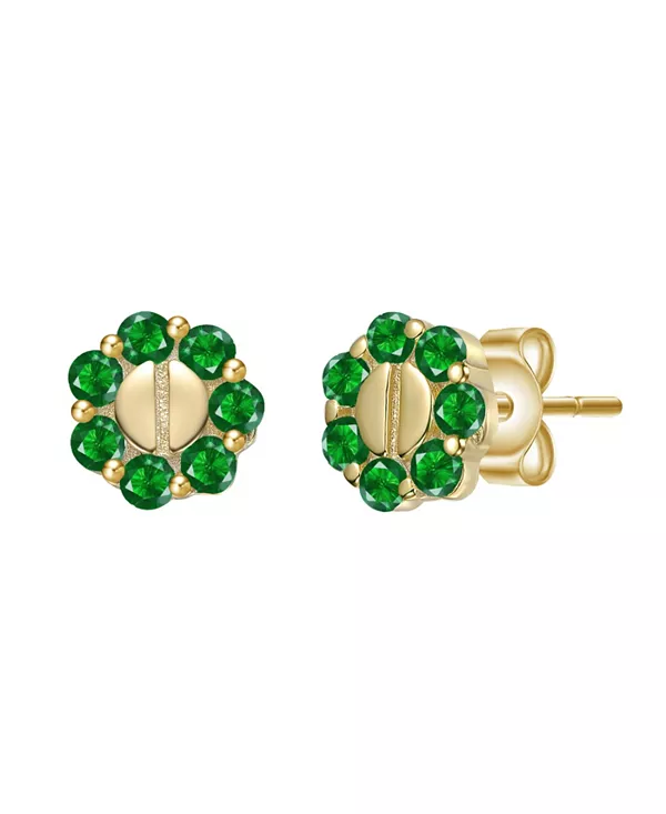

Детские серьги-гвоздики с покрытием из 14-каратного золота и бусинами из цветного кубического циркония Gigigirl, green