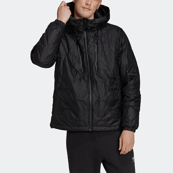 Пуховик adidas originals Sports Zipper hooded Long Sleeves Down Jacket Black, черный — фото 2
