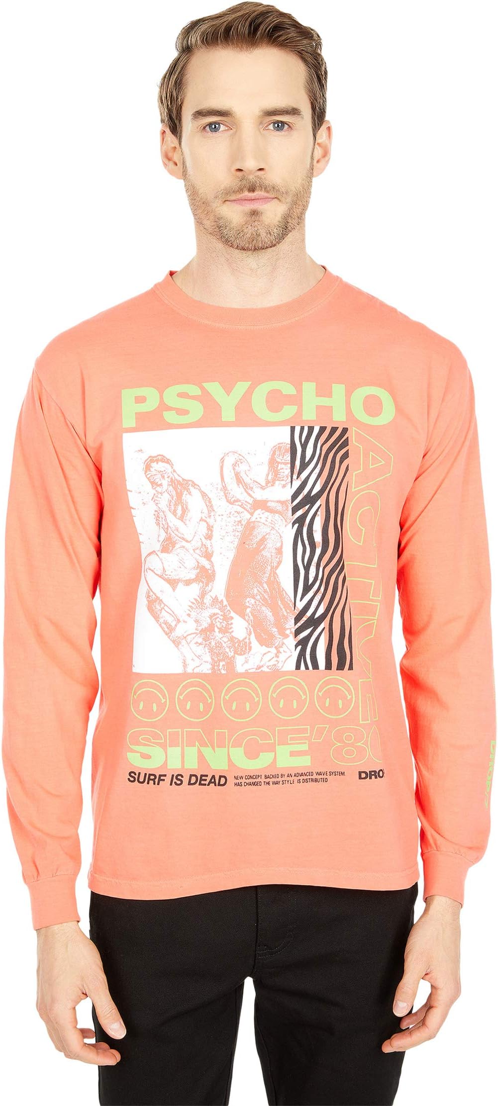 

Футболка SURF IS DEAD Psycho Active Long Sleeve Tee, цвет Bright Salmon