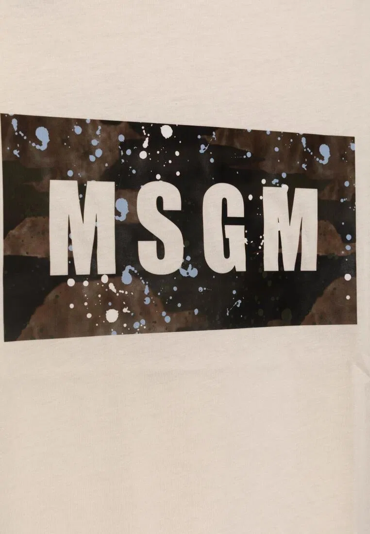 Футболка, хлопок, для детей Msgm, бежевый — фото 2
