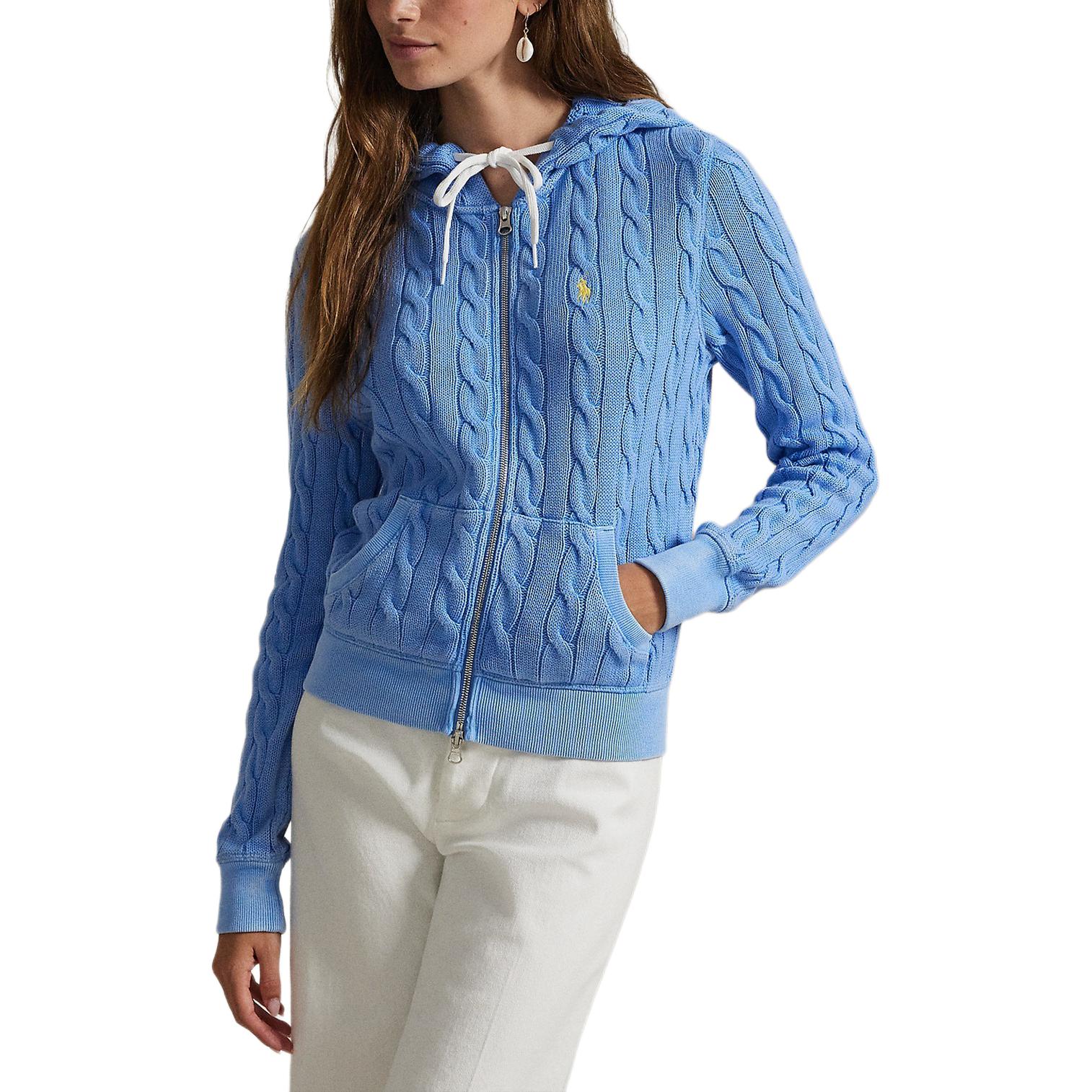 Топ Cable knit Cotton Hoodie Polo Ralph Lauren, синий — фото 4