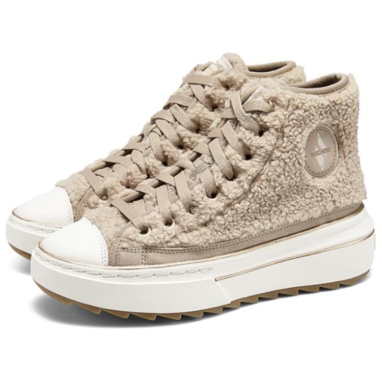 Классические кеды с высоким голенищем женские бежевые Skechers — фото 2