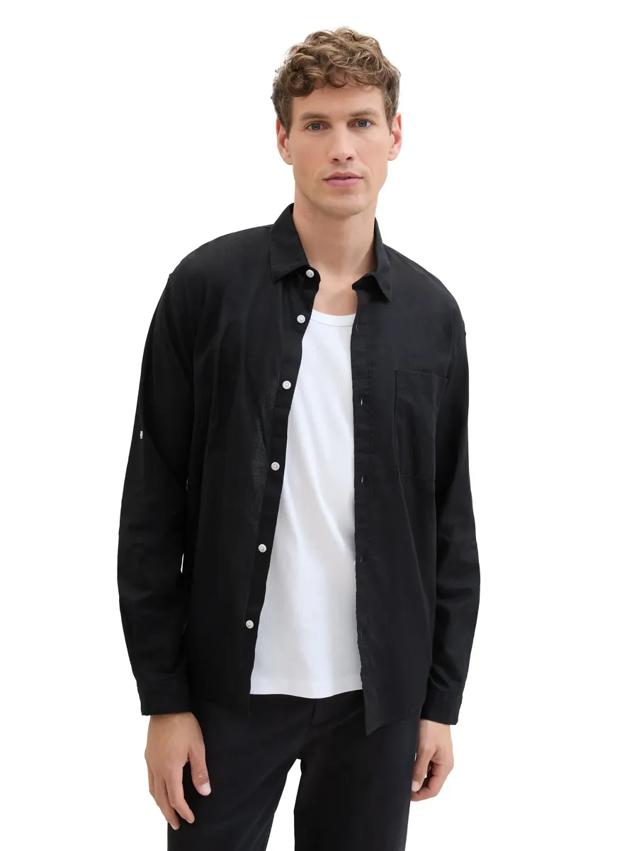

TOM TAILOR джинсовая рубашка с длинными рукавами, лен Tom Tailor Denim, черный