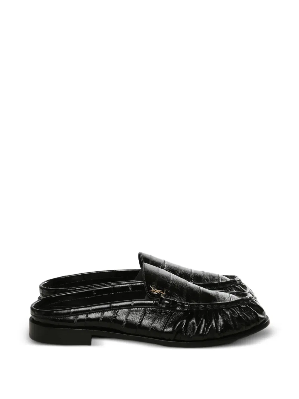 Мулы Кассандра с закругленным носком и собранными ногами Saint Laurent, черный