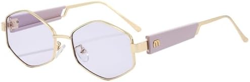 

Солнцезащитные очки неправильной формы 2027 года для женщин и мужчин в стиле ретро-панк с металлической оправой, солнцезащитные очки с защитой от УФ-излучения UV400 MTZJH, Purple Purple