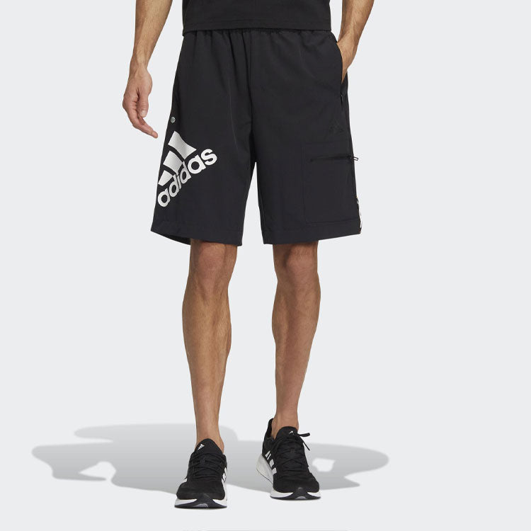 Шорты Men's adidas Solid Color Alphabet Logo Straight Sports Shorts Black HE7417 — фото 2
