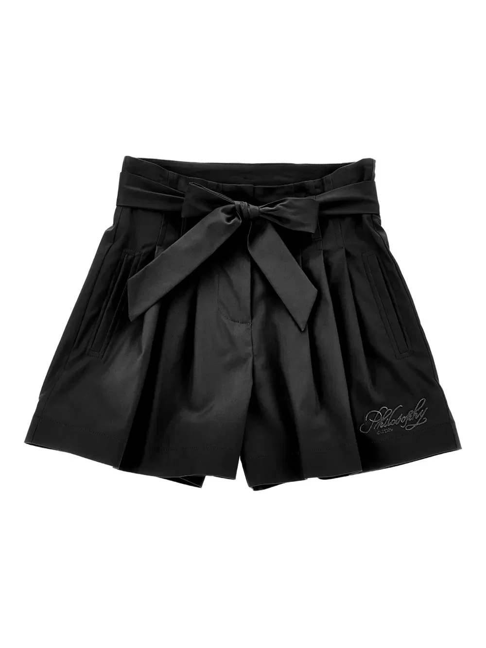 Шорты со складками и поясом Philosophy Di Lorenzo Serafini Kids, черный