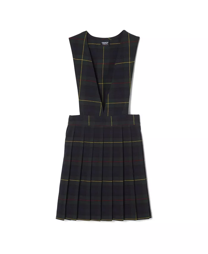 

Платье-сарафан с V-образным вырезом и плиссированной клеткой Big Girls French Toast, зеленый