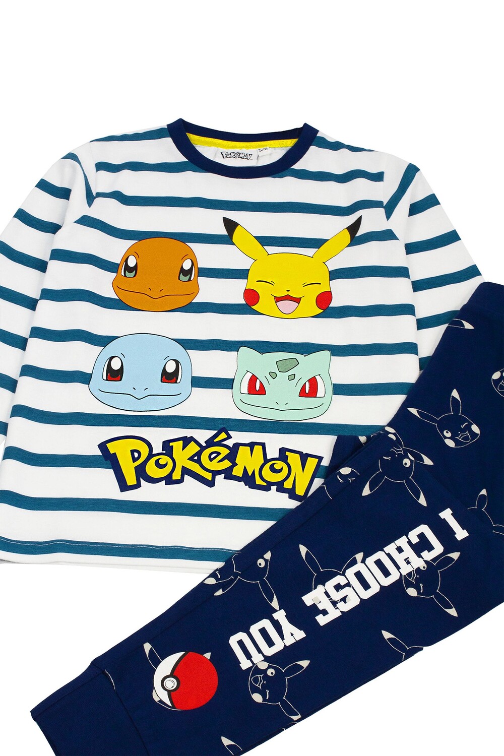 Детский пижамный комплект унисекс с длинными рукавами Pokemon и длинными штанинами Vanilla Underground, синий — фото 4