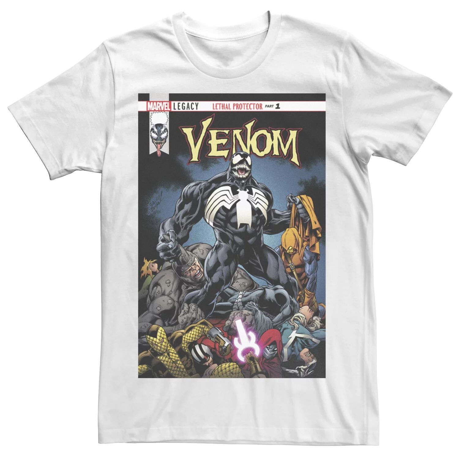 

Мужская футболка с обложкой комиксов Venom Lethal Pileup Marvel, белый