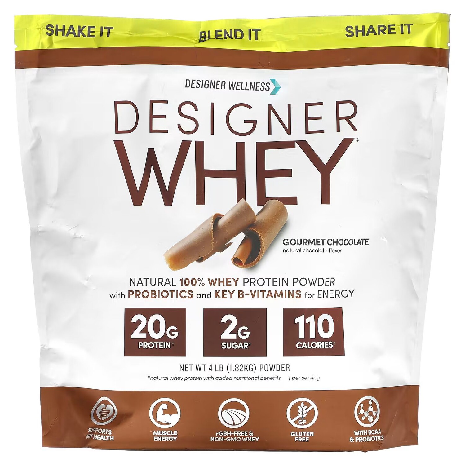 

Designer Whey, Натуральный 100% порошок сывороточного протеина, изысканный шоколад, 4 фунта (1,82 кг) Designer Wellness