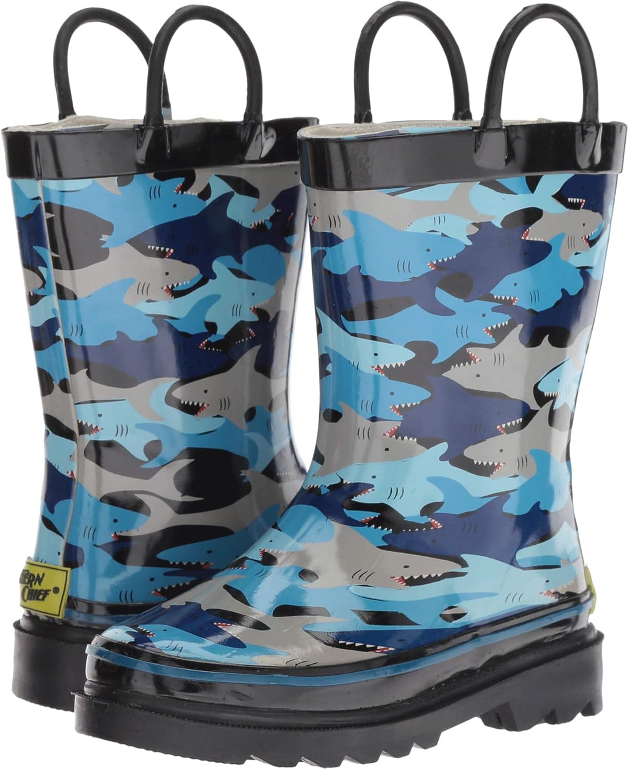 

Детские водонепроницаемые резиновые сапоги Western Chief с принтом и удобными ручками для надевания, Shark Chomp