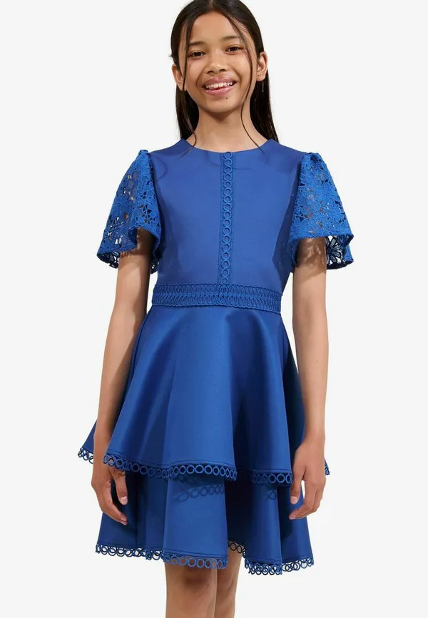 Платье повседневное, прямого кроя, с кружевными рукавами Lipsy, Blue