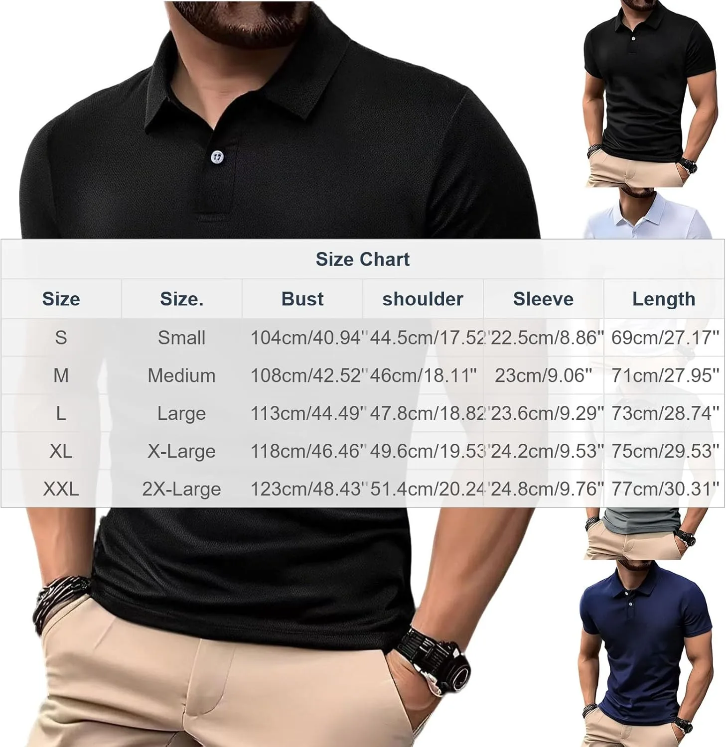 Мужская поло с коротким рукавом Cotton Muscle Slim Fit Stretch — фото 4