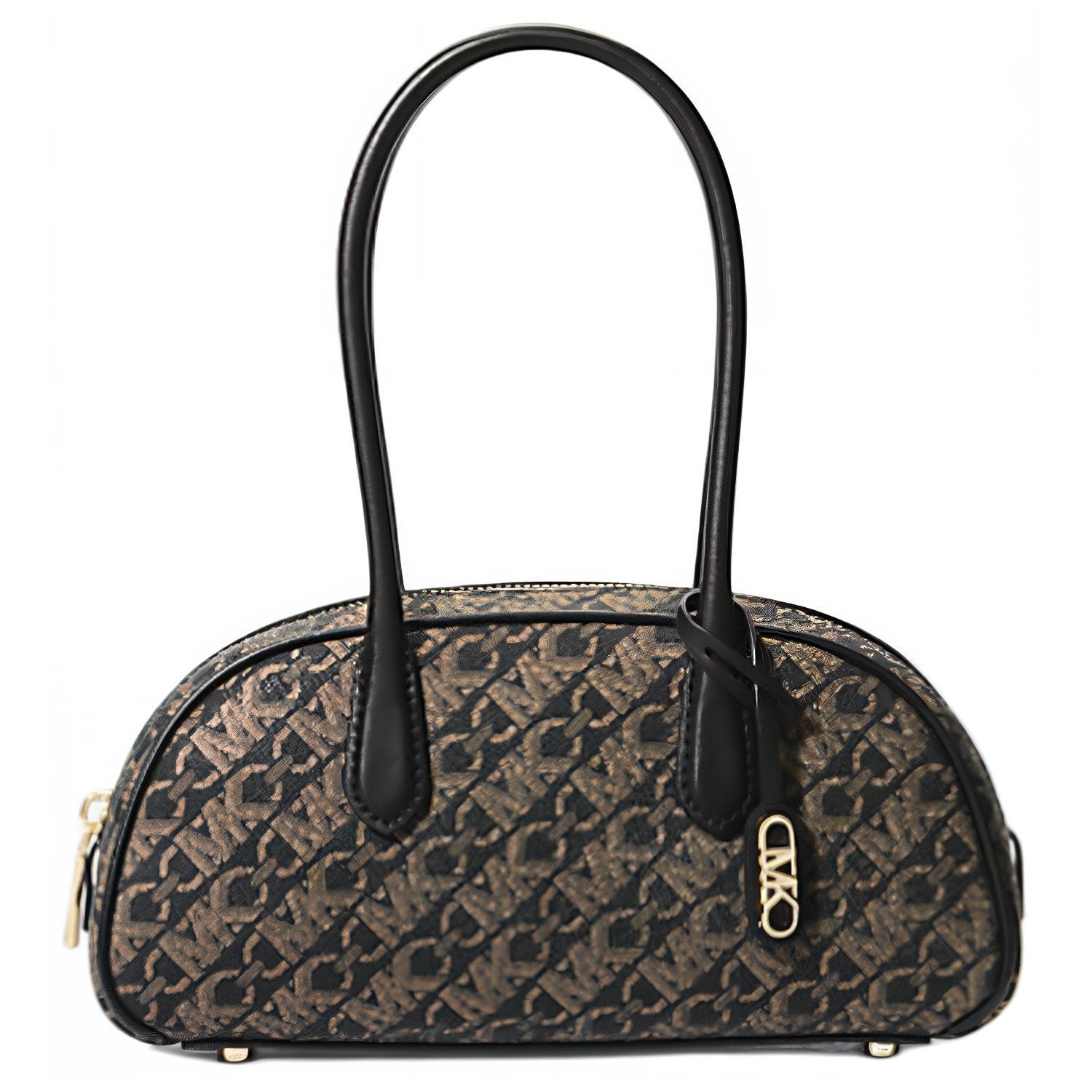 

MICHAEL KORS Женская маленькая сумка через плечо из лакированного полотна черная с золотом