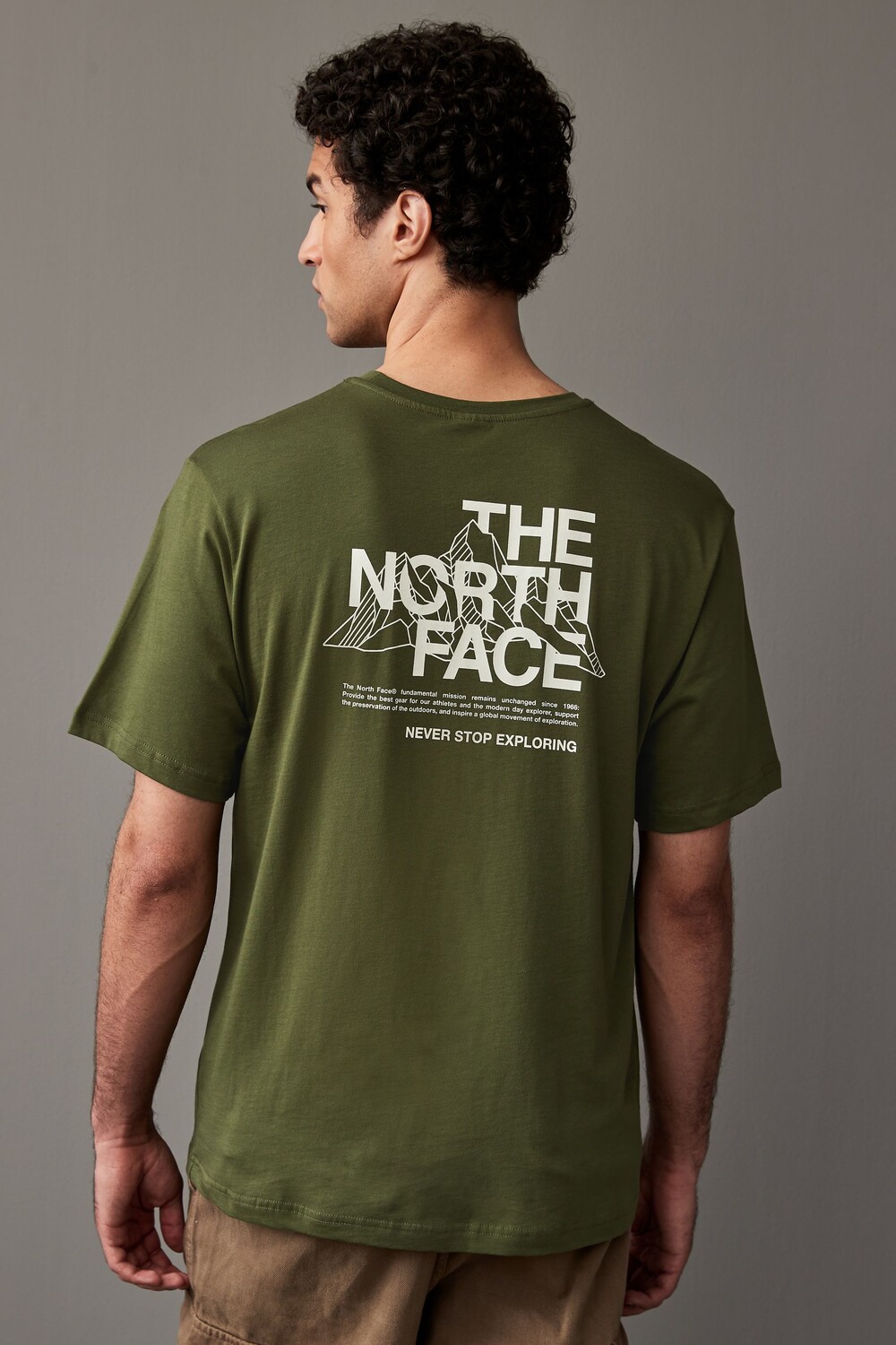 

Мужская футболка с принтом на спине в виде горного эскиза The North Face, зеленый