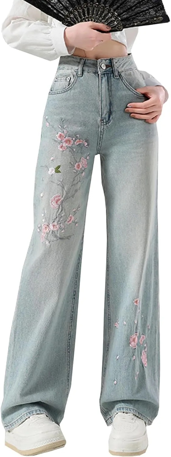

Джинсы женские High Waist Vintage Print Straight Wide Leg Zeavitt