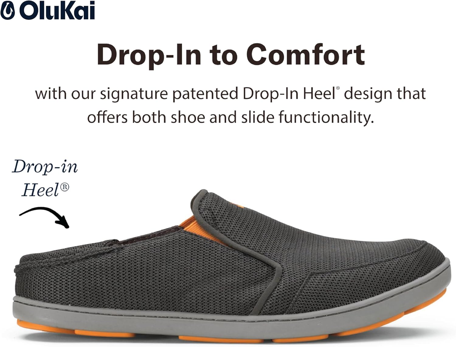 Мужские кроссовки OLUKAI Nohea Mesh с легкой и дышащей сеткой, для повседневной носки, на любую погоду с улучшенным сцеплением, Dk Shadow/Dk Shadow — фото 2