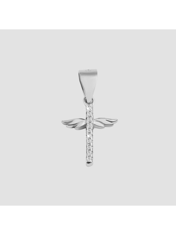 

Adeliás Женский кулон - кулон в виде креста с крыльями из серебра 925 пробы с кубическим цирконием в серебре