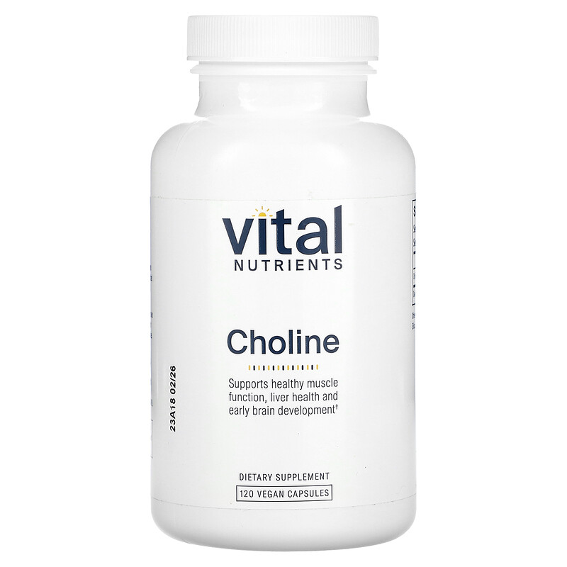 

Vital Nutrients, Холин, 550 мг, 120 веганских капсул (275 мг в каждой капсуле)