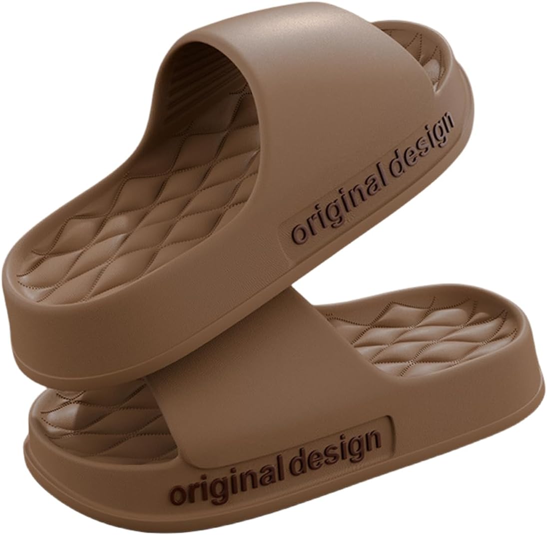 

Тапочки V OPXIN для женщин и мужчин, с амортизирующей подошвой EVA, мягкие тапочки с толстой подошвой, противоскользящие, быстросохнущие, для ванной, душа, спа, бассейна, спортзала, домашние и слайдеры, летние тапочки, коричневый