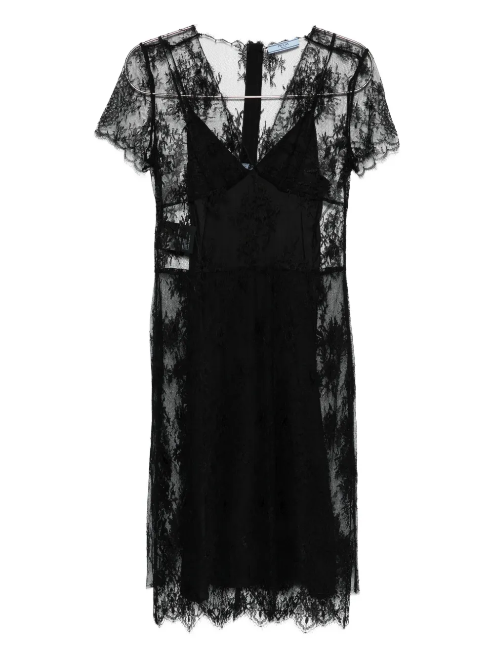 

Многослойное кружевное платье Prada, черный