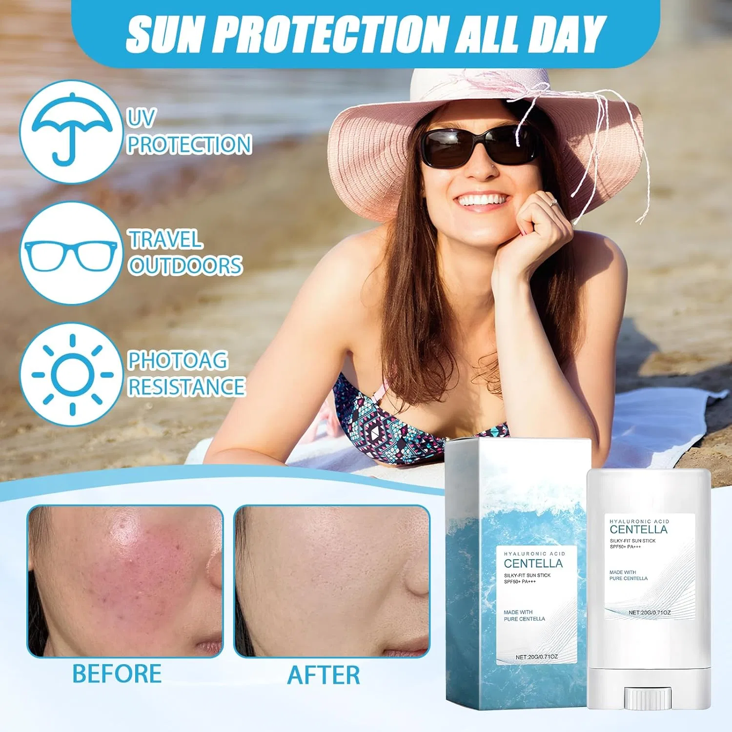 Солнцезащитный крем с центеллой SPF 50 PA+++, 20 г, 2 шт. Toimveok — фото 2