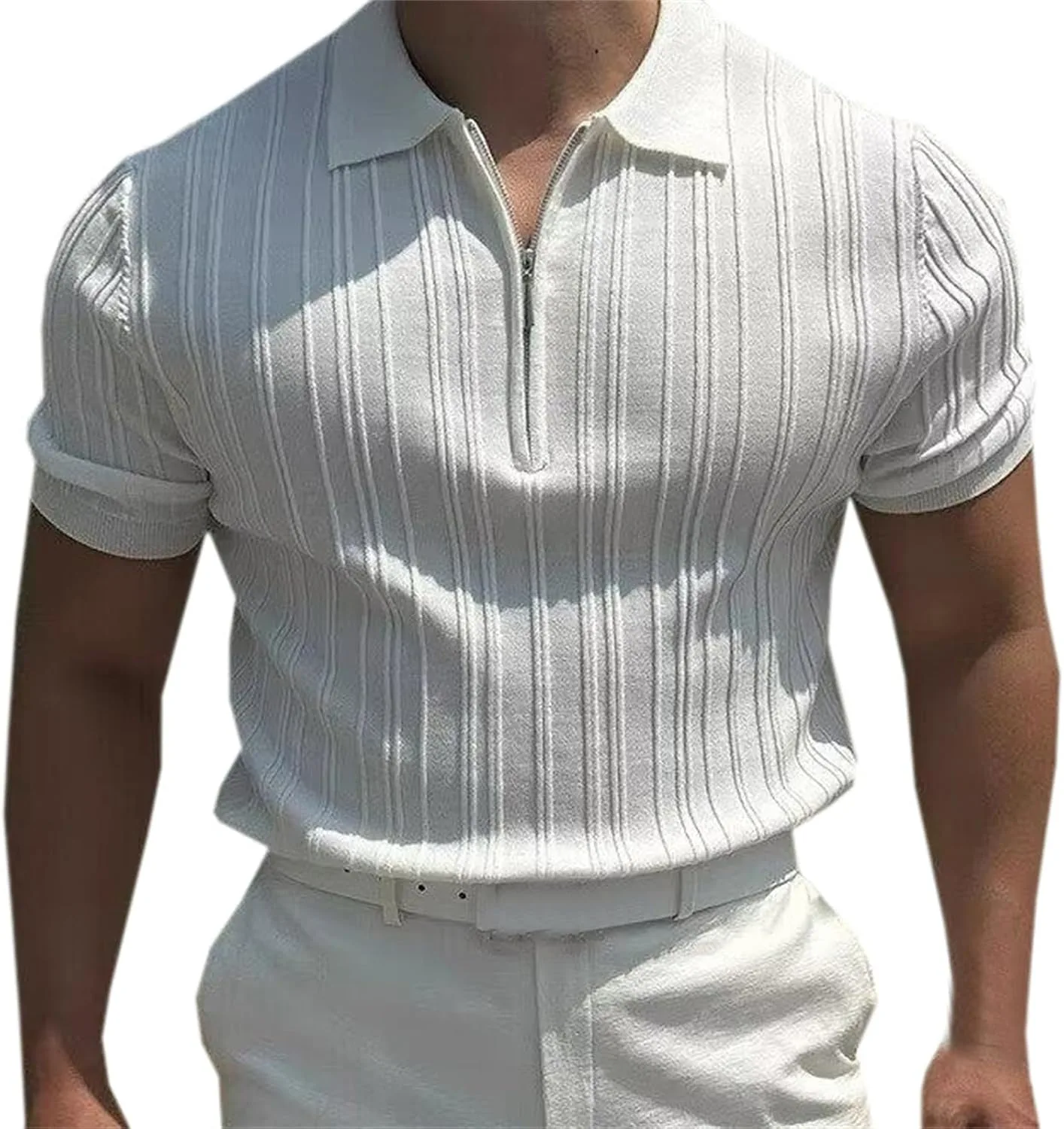 

Мужской поло-свитер DAIMIDY с коротким рукавом и молнией