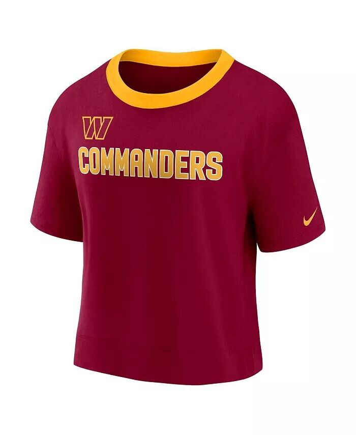 Женский модный укороченный топ с высокими бедрами Washington Commanders бордового цвета Nike — фото 3