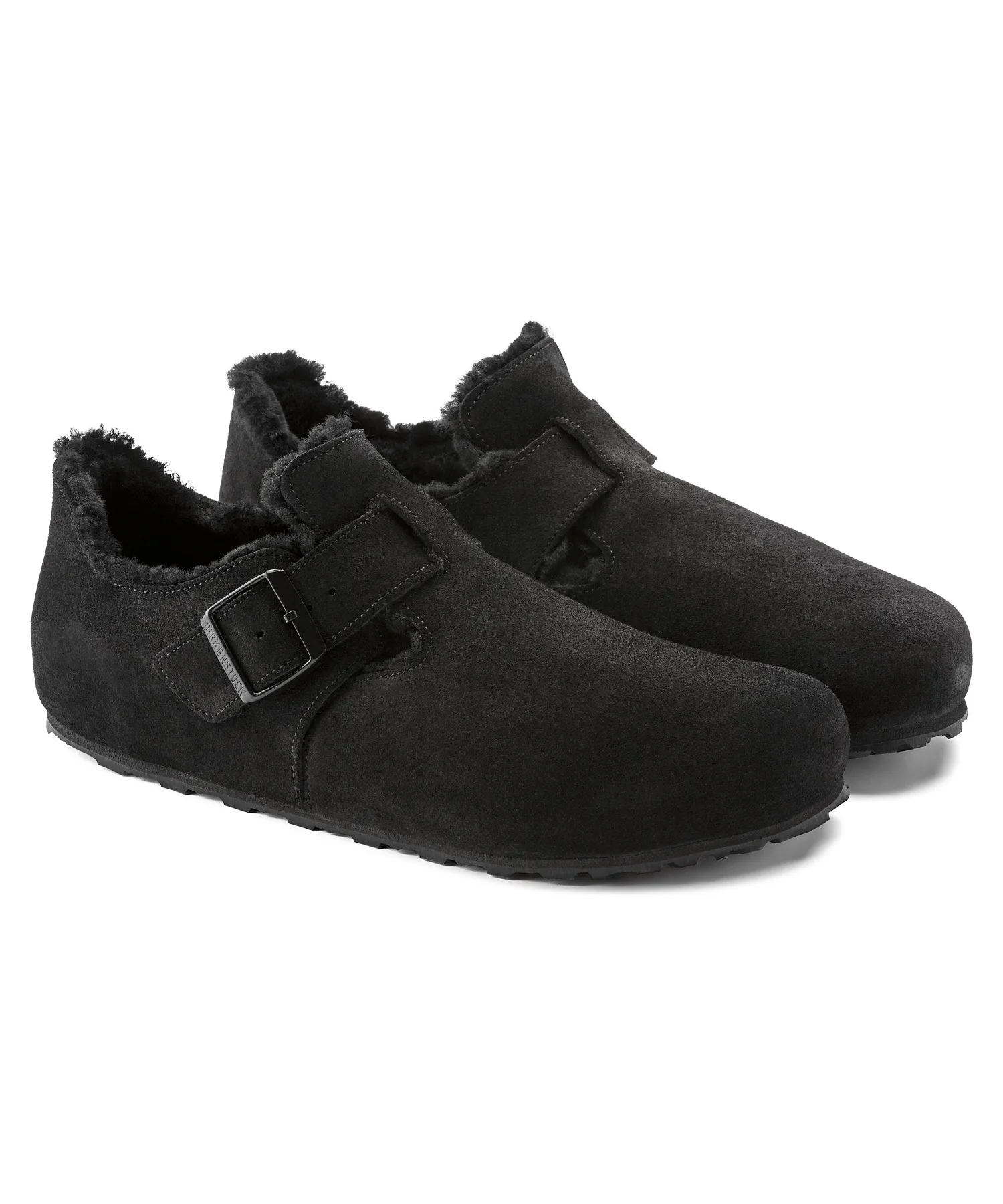 Унисекс Слипоны Birkenstock London Suede Shearling чёрные — фото 3