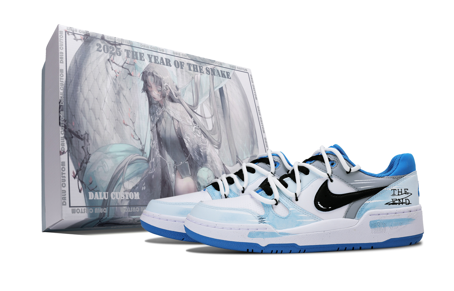 

Nike Мужские низкие скейтбордные кроссовки Full Force серо-голубо-белого цвета, износостойкие, белого и синего цвета