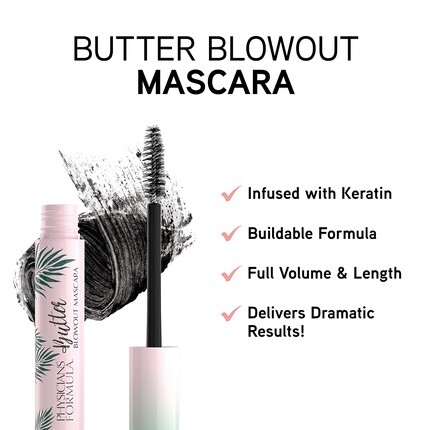 Тушь для ресниц Butter Blowout с кератином и смесью масел мурумуру, масла купуага и масла тукумы для объема и длительной фиксации Vegan Black, Physicians Formula — фото 2