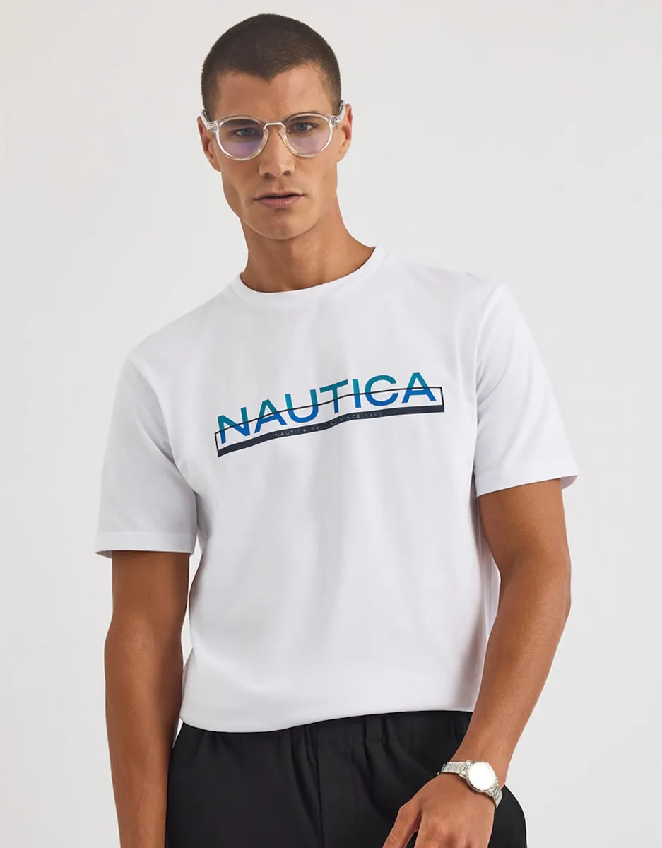

Мужская футболка с коротким рукавом и логотипом спереди Nautica, белый