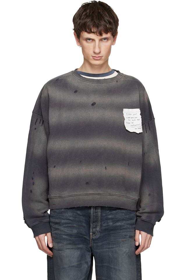 

We11Done Свитшот в стиле гранж с серыми бумажными записками