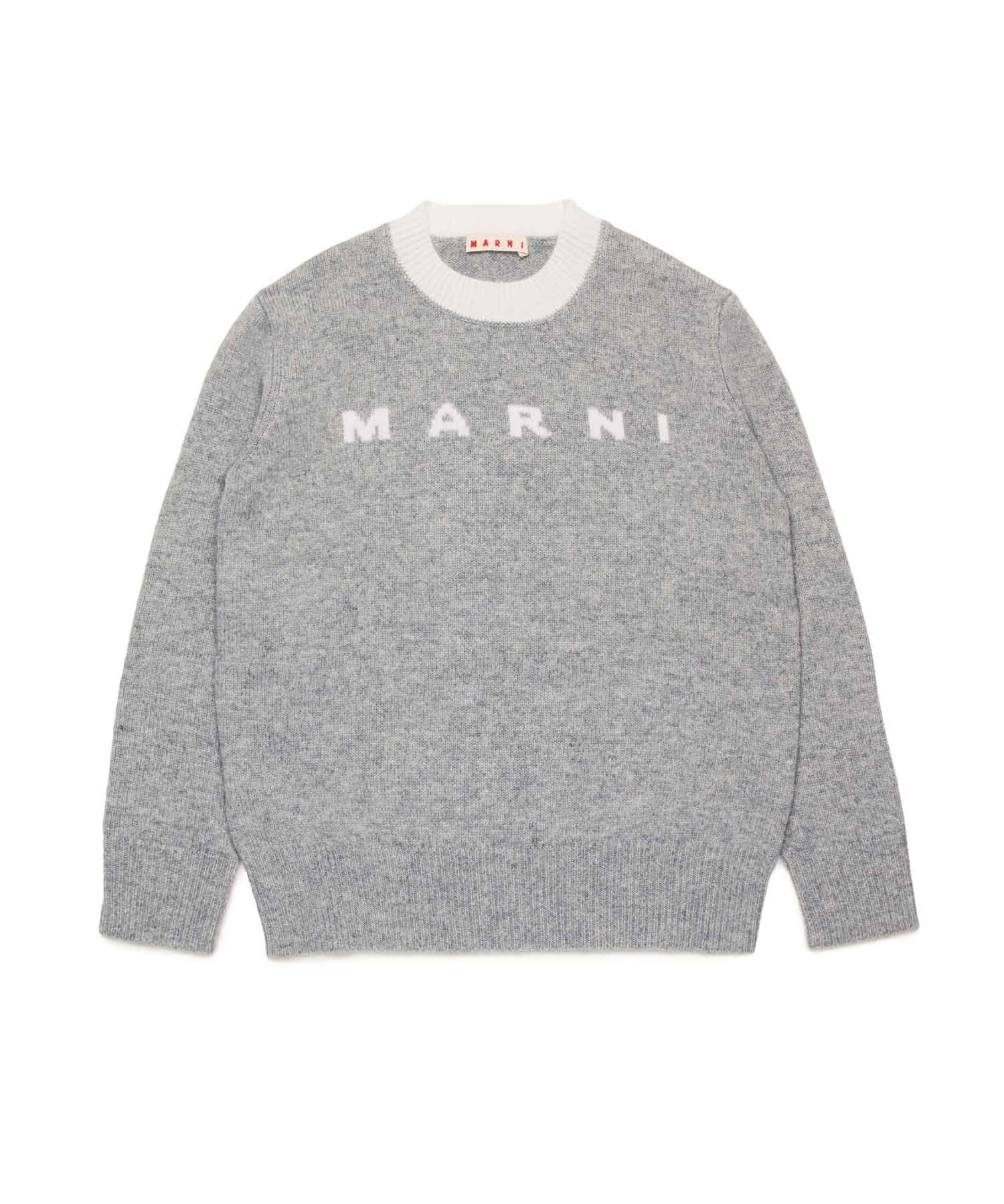 Вязаный свитер с логотипом бренда MARNI для детей и подростков, Light gray